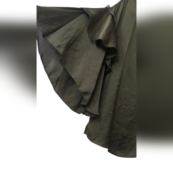 NWT Aunt Wanda Olive Green Ruffle Sleeve Women's Top Size S/M - Picture 3 of 7